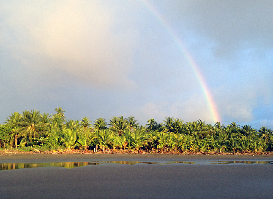 Wunderschöner Regenbogen zur Regenzeit in Playa Zancudo